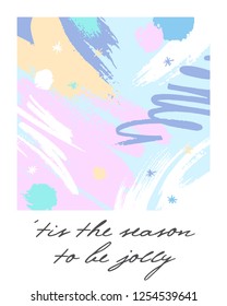 Trendy holidays poster with hand drawn shapes and textures in soft pastel colors made by ink.Unique design perfect for prints,flyers,banners,invitations,covers and more.Modern vector illustration.