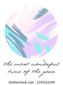 Trendy holidays poster with hand drawn shapes and textures in soft pastel colors made by ink.Unique design perfect for prints,flyers,banners,invitations,covers and more.Modern vector illustration.