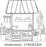 Trendy home decor with plants in pots, standing on shelf. Vector flat design of urban jungle used for magazine, book, poster, website, banner, brochure.