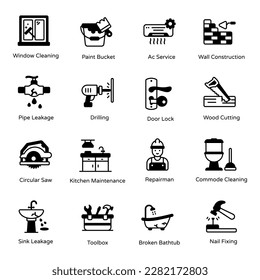 Trendy Home Repairing Solid Icons 

