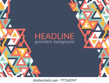 Trendy horizontal geometric background, triangle pattern field with space for your text. Vector illustration.