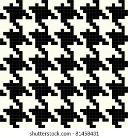 Trendy hounds tooth pattern made up of tiny square shapes that tiles seamlessly as a pattern.