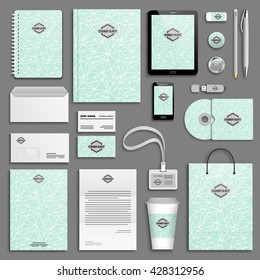 Trendy ice fresh colorful Corporate identity template set. Business stationery mock-up with logo. Branding design. Colorful geometric background.