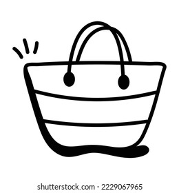 Trendy icon of bag in hand drawn style 