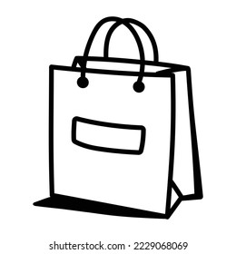 Trendy icon of bag in hand drawn style 