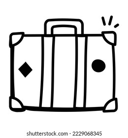 Trendy icon of bag in hand drawn style 