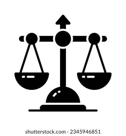 Trendy icon of balance scale in editable flat style, business law symbol