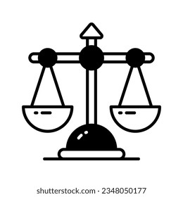 Trendy icon of balance scale in editable flat style, business law symbol