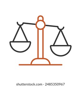 Icono de moda de la escala de equilibrio en estilo plano editable, símbolo de la ley de negocios