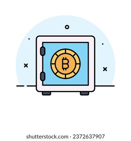 Trendy icon of bitcoin safe, crypto vault vector design