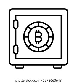 Trendy icon of bitcoin safe, crypto vault vector design