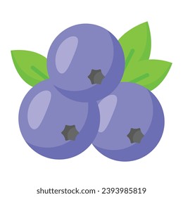Trendy icon of blueberries, organic chokeberries, berries with leaf, healthy vector design