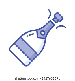A trendy icon of champagne uncork isolated on white background