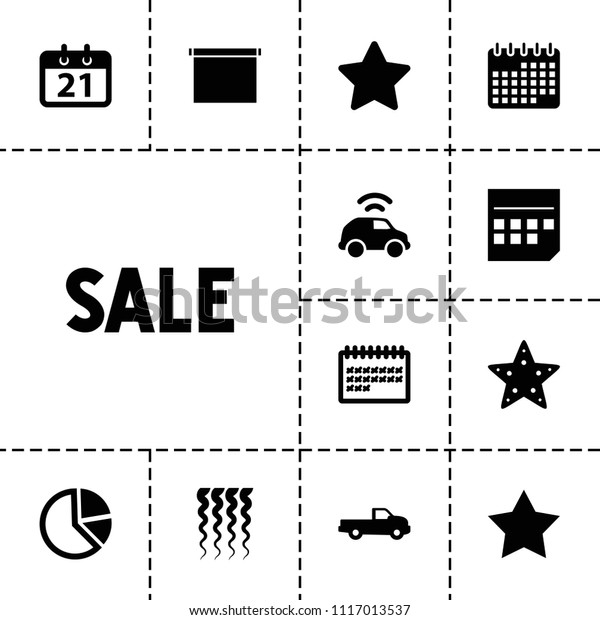 Trendy icon. collection of 13 trendy filled icons\
such as car, star, calendar, pie chart, curly hair. editable trendy\
icons for web and\
mobile.