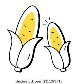 Icono de moda de los maíz en estilo plano