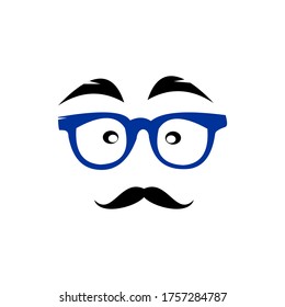 Icono de moda de la cara de papá con gafas azules