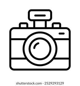 Trendy icon of digital camera, used for capturing moments and making memories