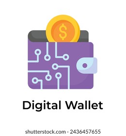 Trendy icon of digital wallet, online payment, ewallet, business and finance vector
