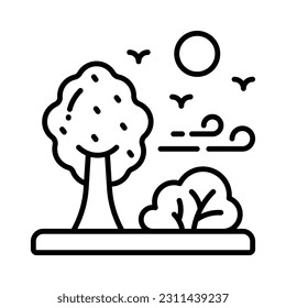 Trendy icon of forest isolated on white background, trees landscape