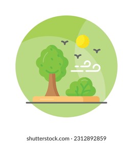 Trendy icon of forest isolated on white background, trees landscape