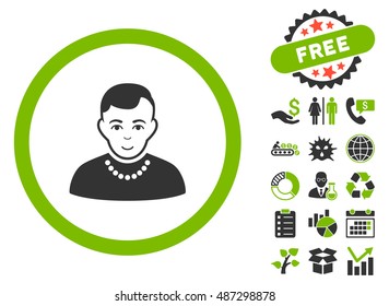 Trendy icon with free bonus elements. Vector illustration style is flat iconic bicolor symbols, eco green and gray colors, white background.