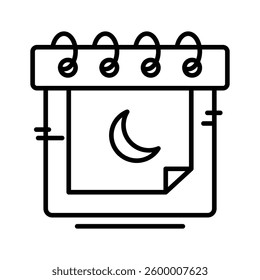 Trendy icon of islamic calendar designed in line style
