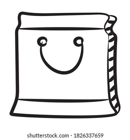 Trendy icon of jute bag, handbag 