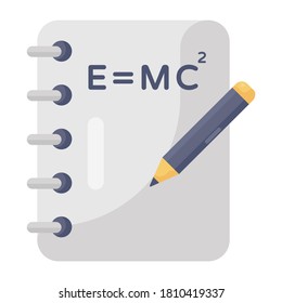 Icono de moda de la escritura de conferencias, vector plano 