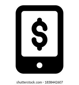 A trendy icon of mobile banking in filled style 