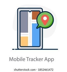 A trendy icon of mobile tracker app, gps 