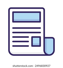 Trendy icon of newspaper in style, vector of press release concept