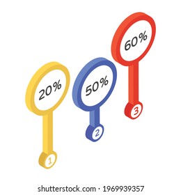 A trendy icon of percentage analysis