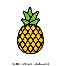 Trendy icon of pineapple, healthy fruit, natural food