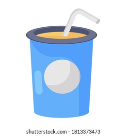 Eine trendige Ikone erfrischenden Drinks, flacher Vektorgrafik 