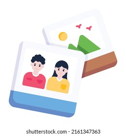 Trendy icon of romantic photographs in flat style 


