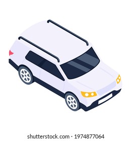 Trendy icon of sedan transport, isometric vector 