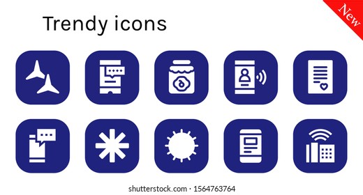 trendy icon set. 10 filled trendy icons.  Simple modern icons about  - Shuriken, Smartphone, Jam, Love letter, Star, Sun, Phone