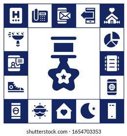conjunto de iconos de moda. 17 íconos de moda rellenos.  Iconos modernos sencillos, como: Hotel, Bouquet, Smartphone, Estrella, Sneakers, Pie chart, Ribs, Teléfono, Sun, Casa, Luna
