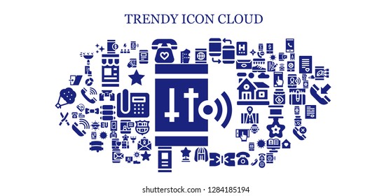  trendy icon set. 93 filled trendy icons. Simple modern icons about  - Smartphone, Pattern design, Telephone, Wig, Bow tie, Star, Shears, Shear, Motivation, Stars, Phone, Shoe
