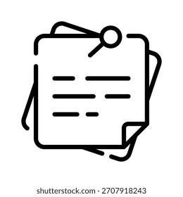 Un icono de moda de notas adhesivas en estilo de contorno