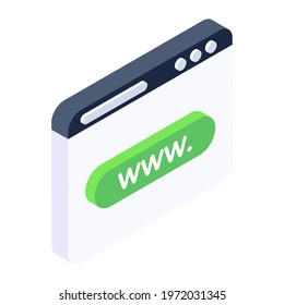 Trendy icon of web address, editable isometric design