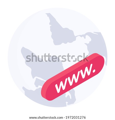 Trendy icon of web domain in isometric design