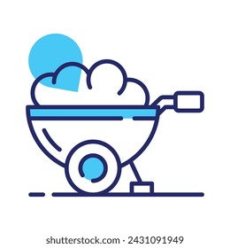 Trendy icon of wheel barrow, construction cart, dirt carrier vector design