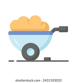 Trendy icon of wheel barrow, construction cart, dirt carrier vector design