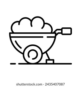 Trendy icon of wheel barrow, construction cart, dirt carrier vector design