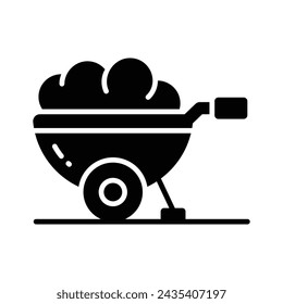Trendy icon of wheel barrow, construction cart, dirt carrier vector design