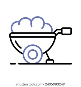 Trendy icon of wheel barrow, construction cart, dirt carrier vector design