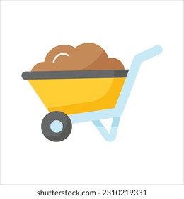 Trendy icon of wheelbarrow in modern style, dirt carrier vector, farming equipment