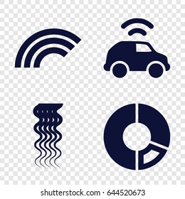 Trendy icons set. set of 4 trendy filled icons such as curly hair, car, rainbow