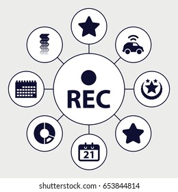 Trendy icons set. set of 9 trendy filled icons such as curly hair, star, rec, calendar, car